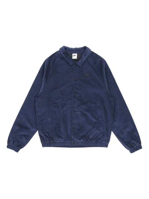 Men's Nike Stack Logo Casual Corduroy Jacket Deep Navy Blue DO2323-410