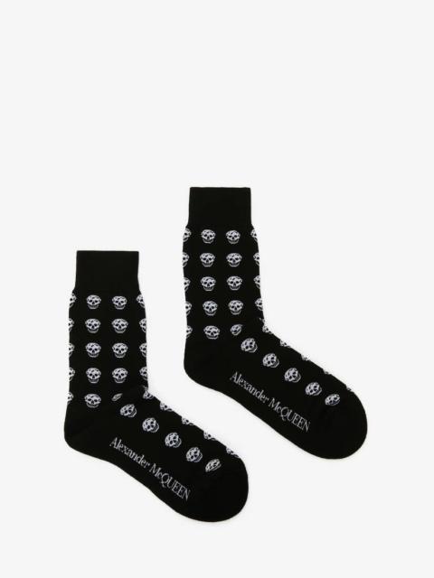 Men's Short Skull Socks in Black