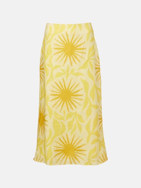 Fabiana printed linen midi skirt