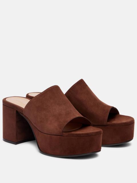 Suede platform mules