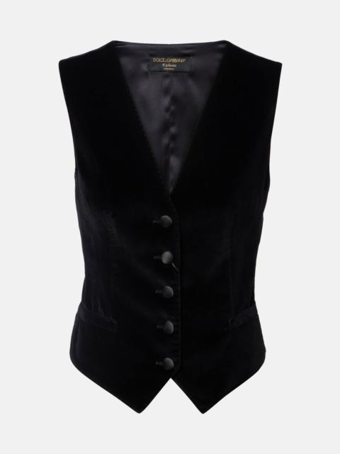 Cotton and silk-blend velvet vest