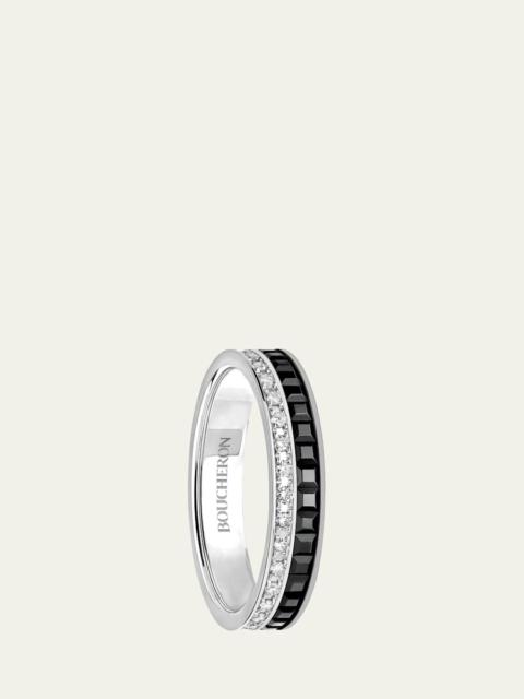 Quatre Wedding Band in White Gold with Diamonds and Black PVD