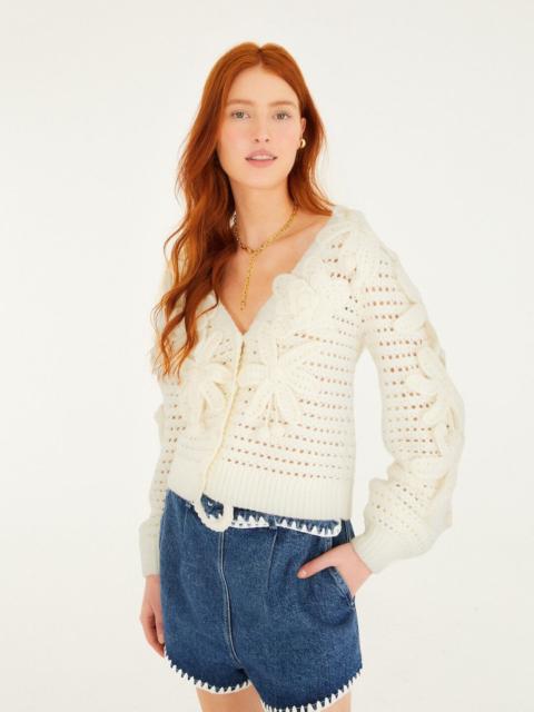 Off-White Crochet 3D Flowers Knit Cardigan