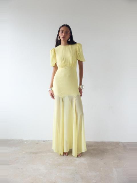 AGUA MAXI DRESS IN BABY YELLOW CRINKLE CHIFFON
