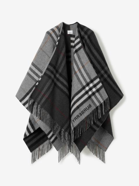 Contrast Check Wool Cashmere Jacquard Cape