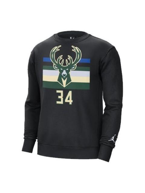 Air Jordan NBA Milwaukee Bucks Sports Fleece Round Neck Black DC0814-010