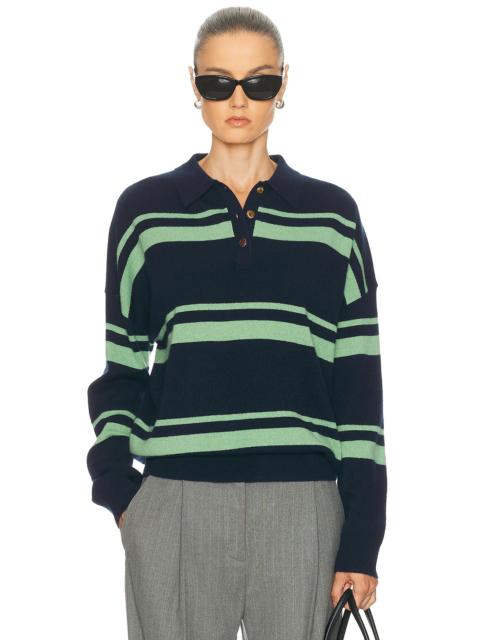 Cashmere Striped Polo Top