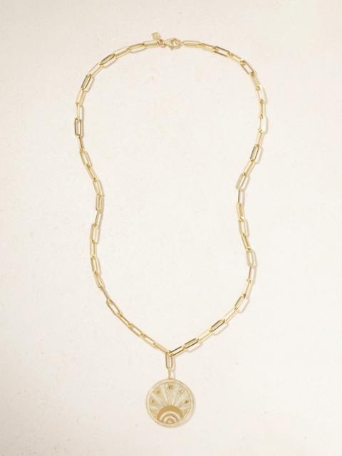 Evil Eye Luck Coin 14-karat Gold Diamond Necklace