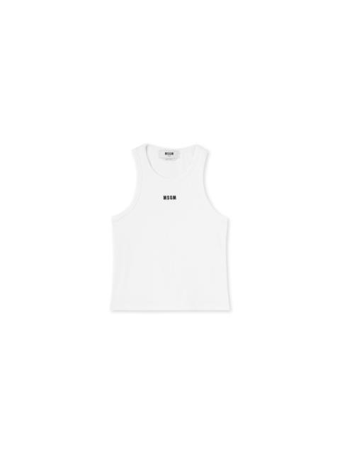 Ribbed jersey tank top with embroidered logo