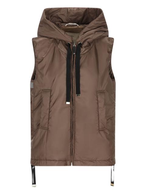 hooded zip-up gilet