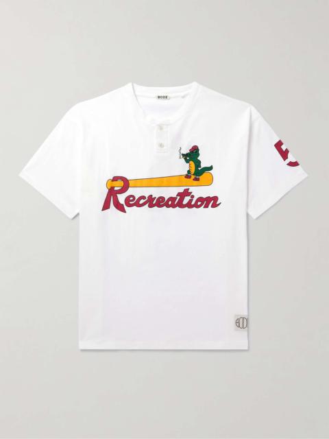 Printed Cotton-Jersey Henley T-Shirt