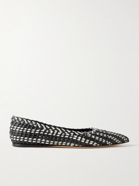 Aurora Two-tone Woven Leather Ballet Flats