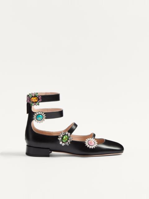 PRESHOES BALLERINAS WITH STRAPS IN KIDSKIN WITH JEWEL BUTTONS 20MM