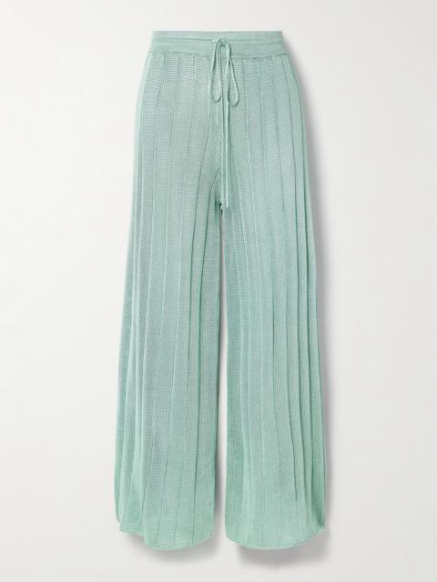 Ribbed-knit Wide-leg Pants