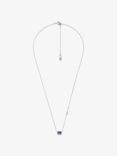 Precious Metal-Plated Sterling Silver Pavé Halo Necklace