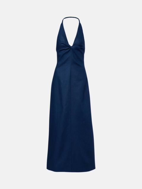 Caela halterneck linen maxi dress