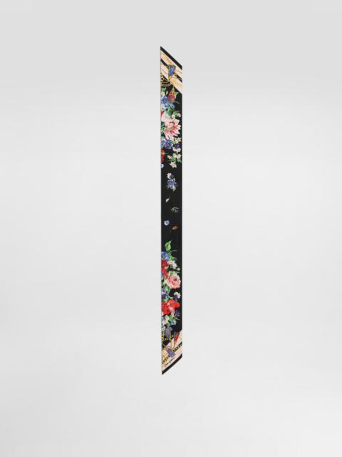 Floral-print twill headscarf (6x100)