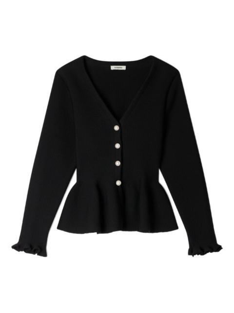 textured peplum cardigan
