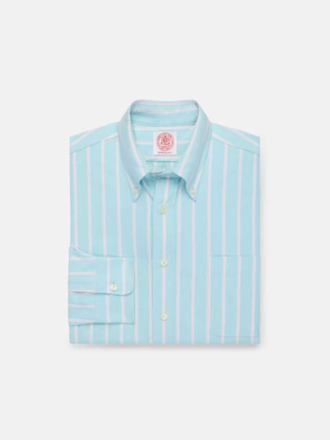 MADE-IN-USA GREEN & PINK STRIPE OXFORD CLOTH SPORT SHIRT - CLASSIC FIT