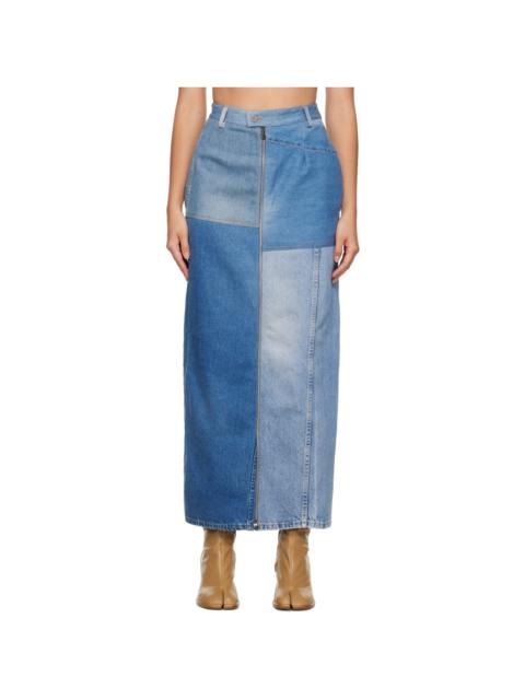 Blue Patta Denim Maxi Skirt