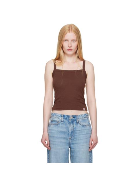 Brown 'The Slub Square Neck' Tank Top