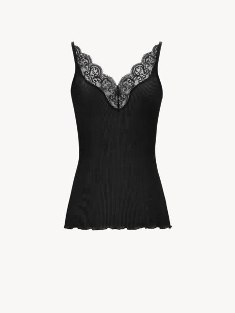 laced tank top in ribbed silk jersey
