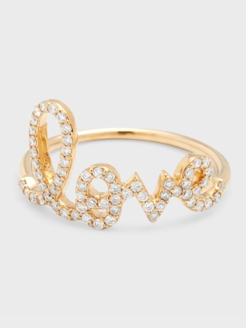 Large Love 14K Gold Ring with Diamonds