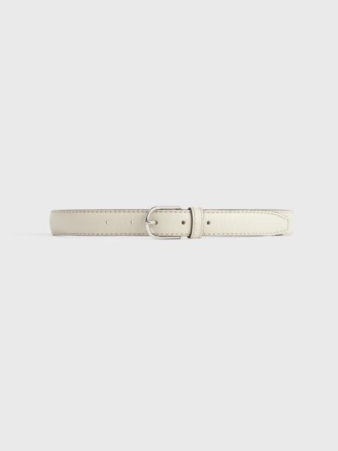 Slim grained-leather trouser belt milk