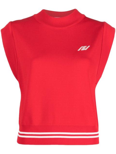 embroidered-logo sleeveless sweatshirt