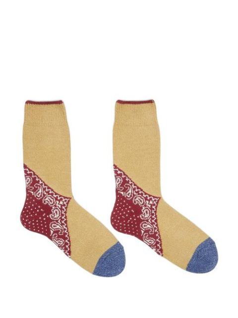 KAPITAL 96 Yarns Heel Paisley Bandana Socks 'RED'