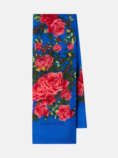 Floral wool scarf