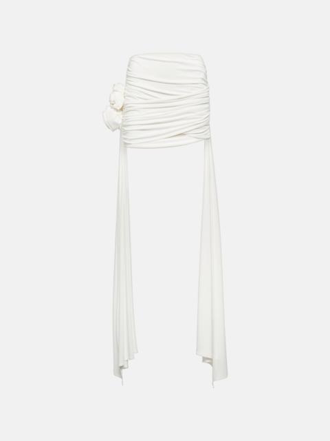 Appliqué ruched miniskirt