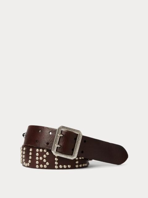 Studded-Logo Leather Belt