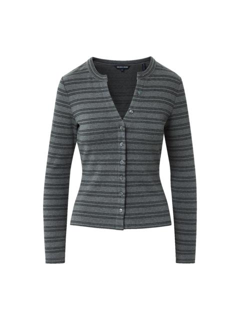 DILIA STRIPED BUTTON-DOWN T-SHIRT