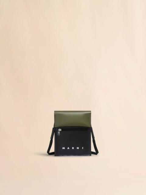 DEEP GREEN AND BLACK TRIBECA SHOULDER BAG