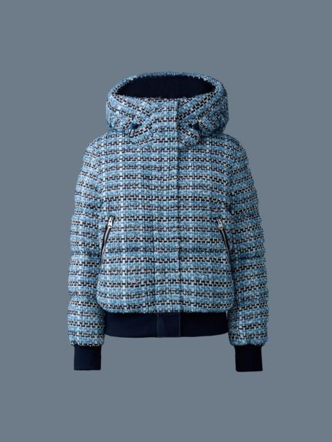 SHIRLEY-TW Mix Media Tweed quilted down jacket
