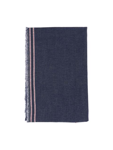 stripe-detail frayed-edge scarf