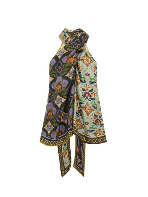 Cece Spliced Silk Top