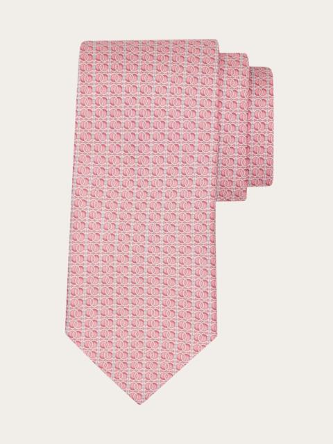 Gancini chain print silk tie