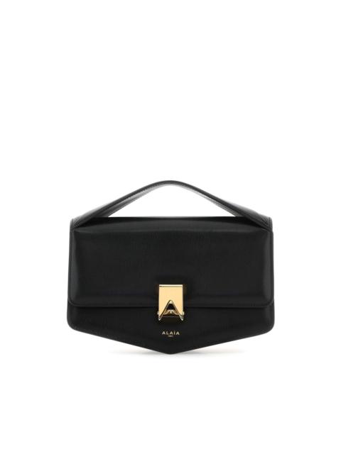 logo-plaque leather shoulder bag