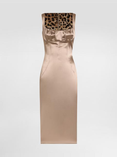 Stretch satin midi dress