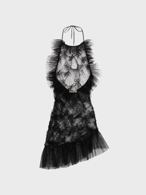 SHORT TULLE DRESS WITH EMBROIDERY AND RUFFLES