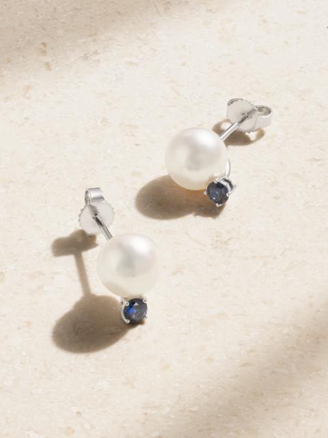 18-karat White Gold, Pearl And Sapphire Earrings