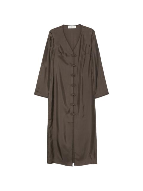 frog button midi dress