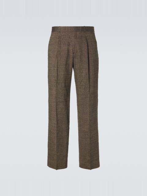 Slack linen, silk, and cotton straight pants