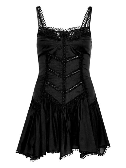 Lira heart-neckline ruffled mini dress