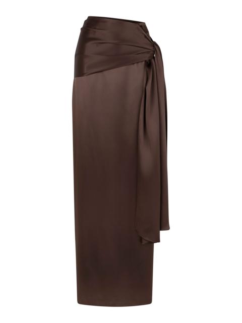 Mila Silk Maxi Skirt brown