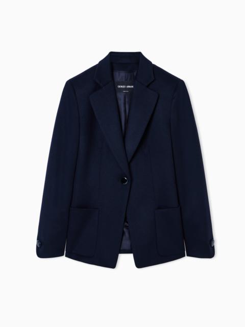 SINGLE-BREASTED JACKET IN VIRGIN WOOL AND CASHMERE