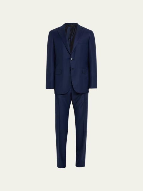 Men's Textured Solid Two-Piece Suit, Bright Navy
