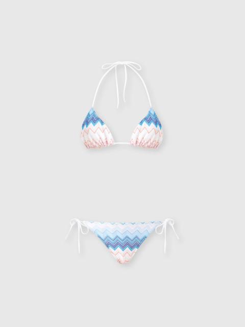 Triangle bikini in viscose blend zig zag lamé